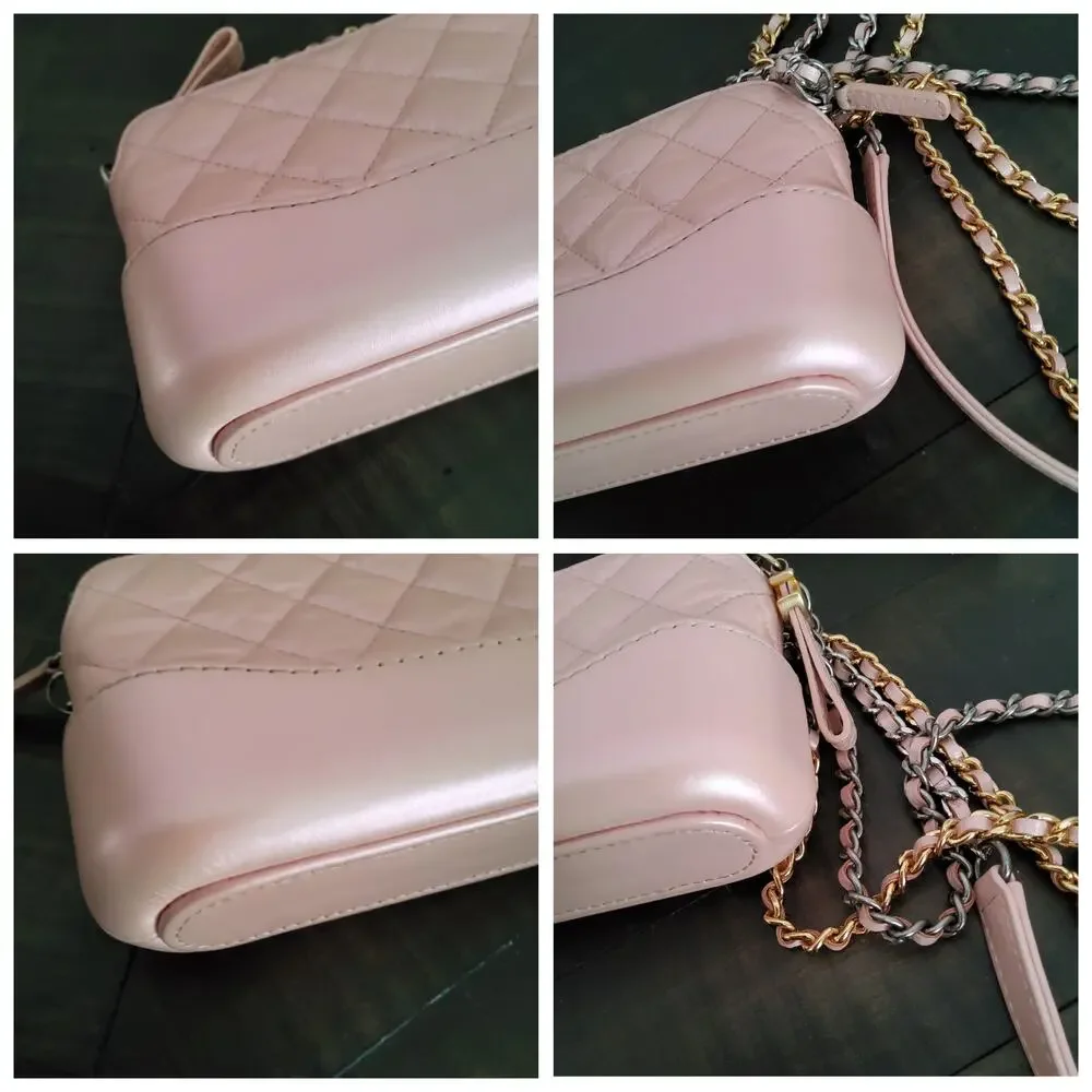 Chanel Gabrielle Clutch With Chain Iridescent Pink Quilted Lambskin Crossbody